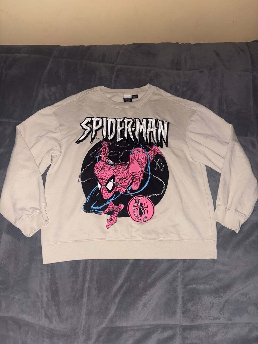 Marvel Spider-Man Graphic Sweatshirt Size LG Cream